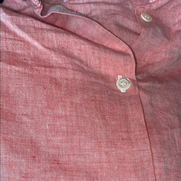Gallego Desportes Orange Linen blend Button-Up Shirt stand Up collar 3/4 Sleeve - Picture 11 of 12